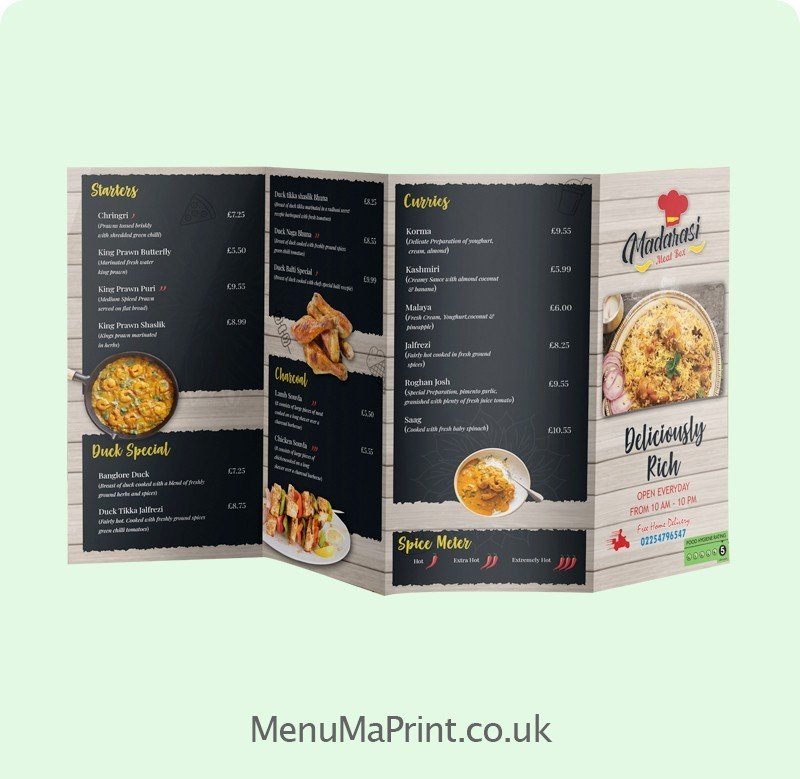 A4+ | Extended Menu | Indian Takeaway Menu | MenuMa Print