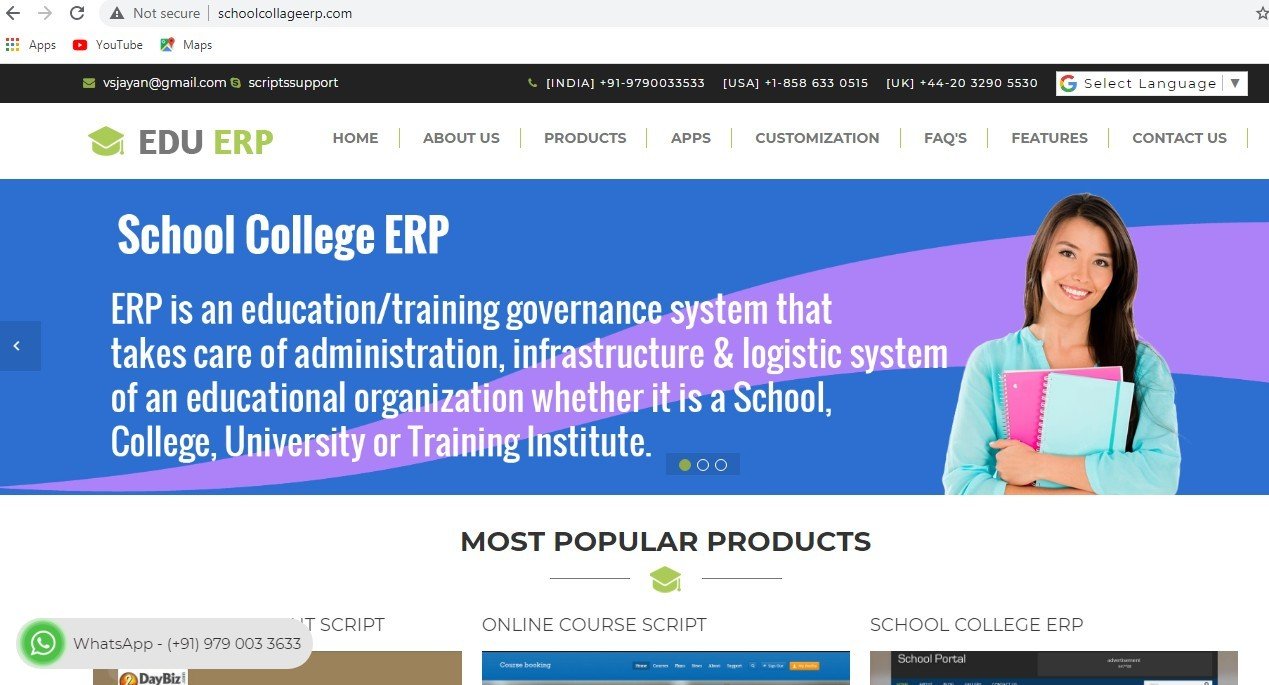 Readymade php school college ERP