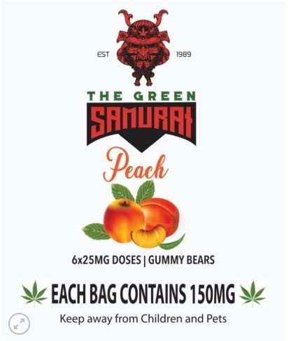 Peach Bear Bombs The Green Samurai $15.00