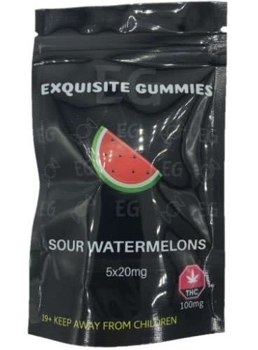 Exquisite Gummies – Watermelon 100mg THC $12.00
