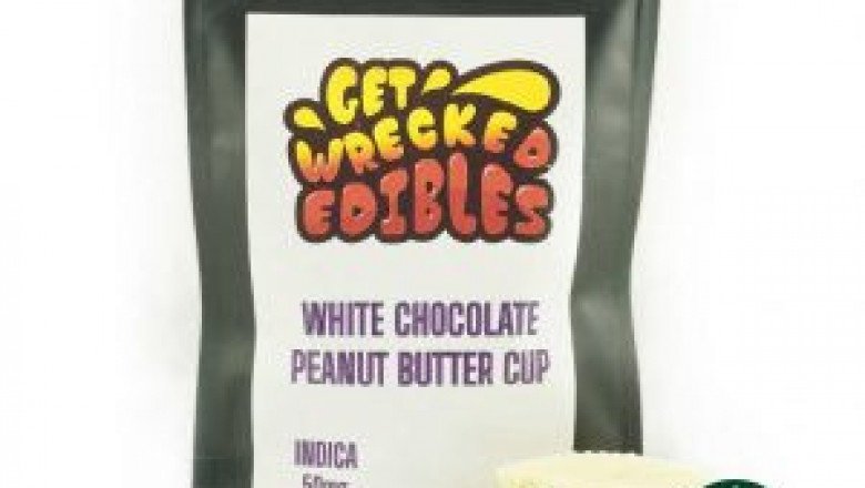 Get Wrecked Edibles – White Chocolate Peanut Butter Cup 50mg THC (Indica)