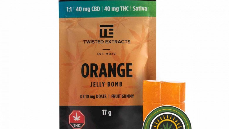TWISTED EXTRACTS – ORANGE JELLY BOMB- 40MG THC & 40MG CBD SATIVA
