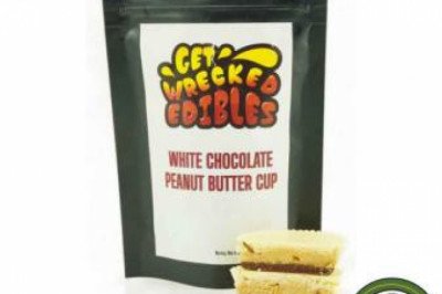 GET WRECKED EDIBLES – WHITE CHOCOLATE PEANUT BUTTER CUPS – 50MG – 300MG VARIOUS