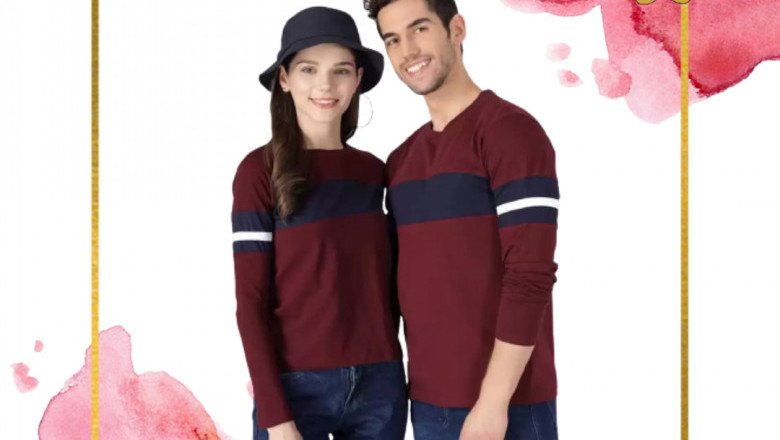 Couple Round Neck Full Sleeve T-Shirt (Pack of 2)