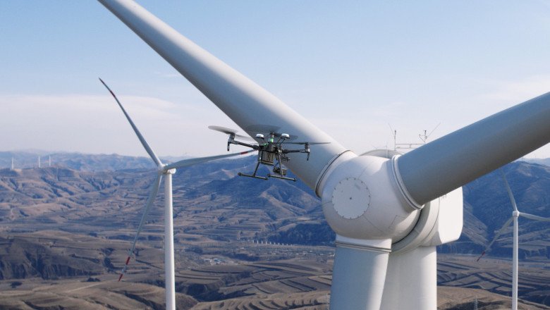 An inspection drone used to detect cracks and corrosion in Wind Turbine Inspection Drones
