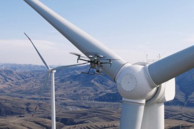 An inspection drone used to detect cracks and corrosion in Wind Turbine Inspection Drones